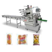 Automatic burger buns rolls packing line with slicer